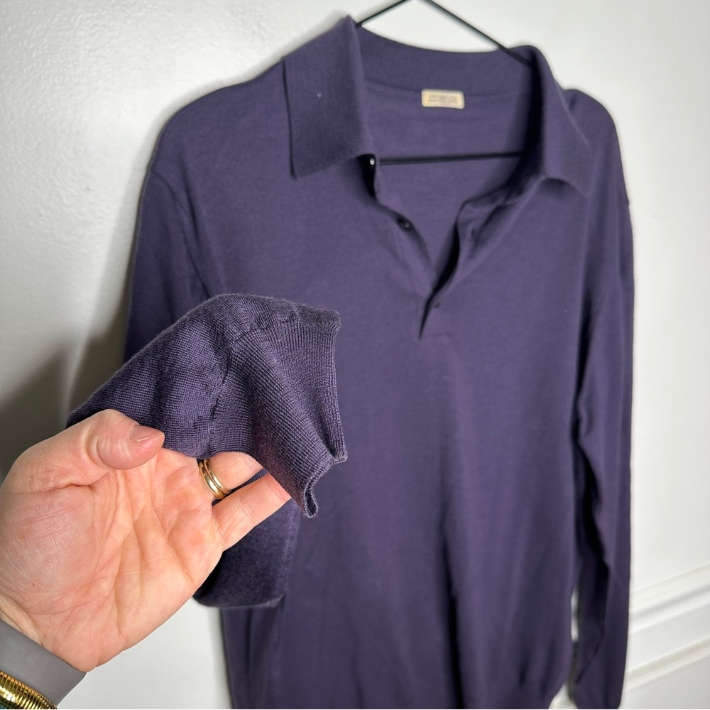 Malo Basic 100% Wool Collared Polo Lightweight Na… - image 5